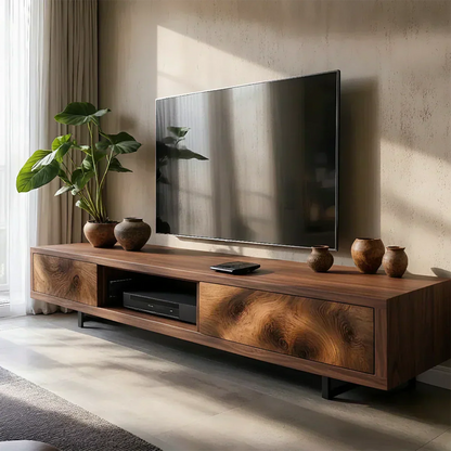 Solid Wood TV Stand – Modern Luxury Grainflow Design - Woodenecho