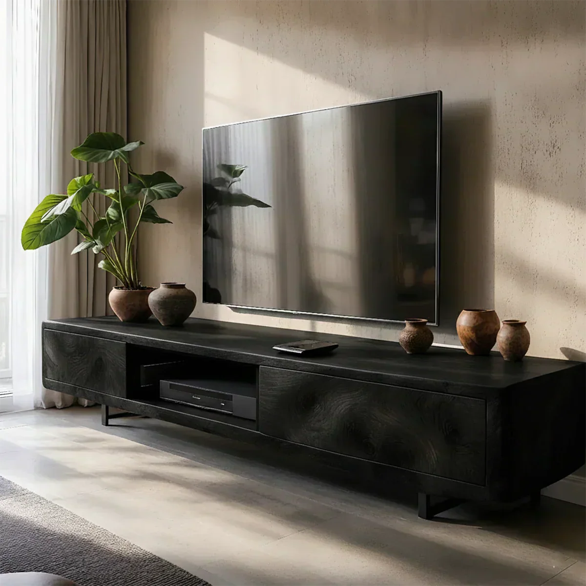 Solid Wood TV Stand – Modern Luxury Grainflow Design - Woodenecho