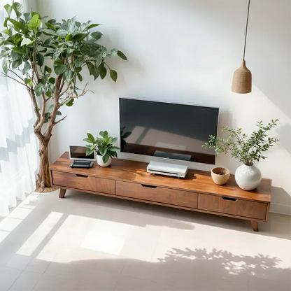 Solid Wood TV Stand – Modern Minimalist Architectural Design - Woodenecho