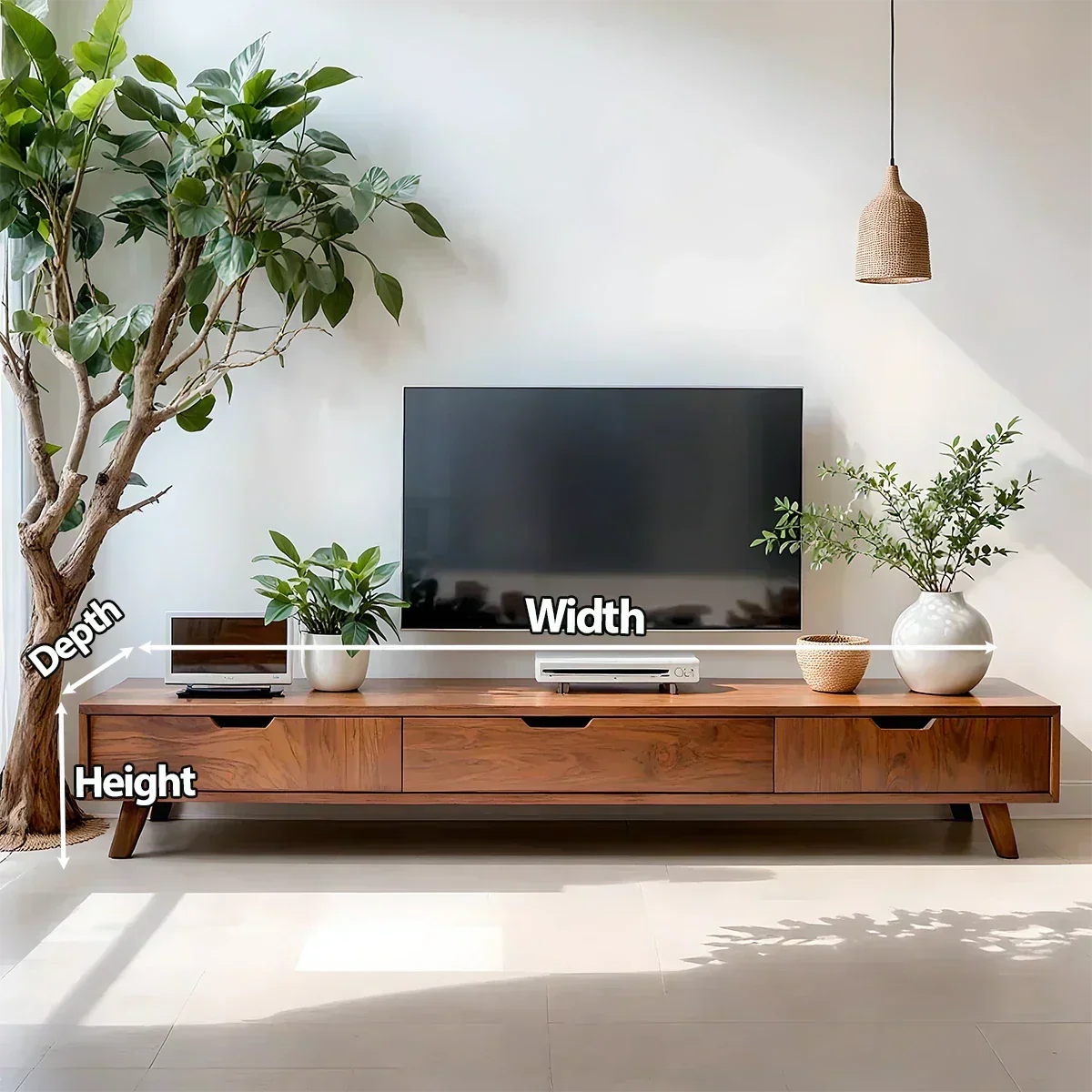 Solid Wood TV Stand – Modern Minimalist Architectural Design - Woodenecho