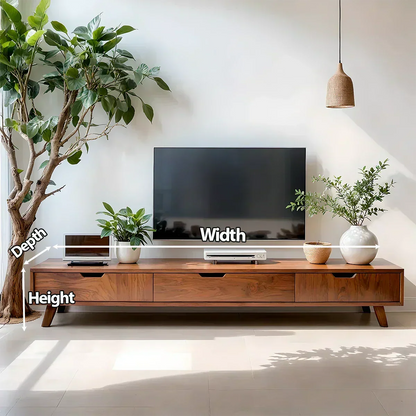 Solid Wood TV Stand – Modern Minimalist Architectural Design - Woodenecho