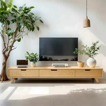 Solid Wood TV Stand – Modern Minimalist Architectural Design - Woodenecho
