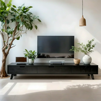Solid Wood TV Stand – Modern Minimalist Architectural Design - Woodenecho