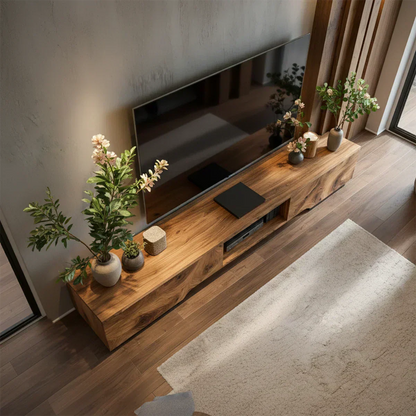 Solid Wood TV Stand – Modern Wabi Sabi Media Console - Woodenecho