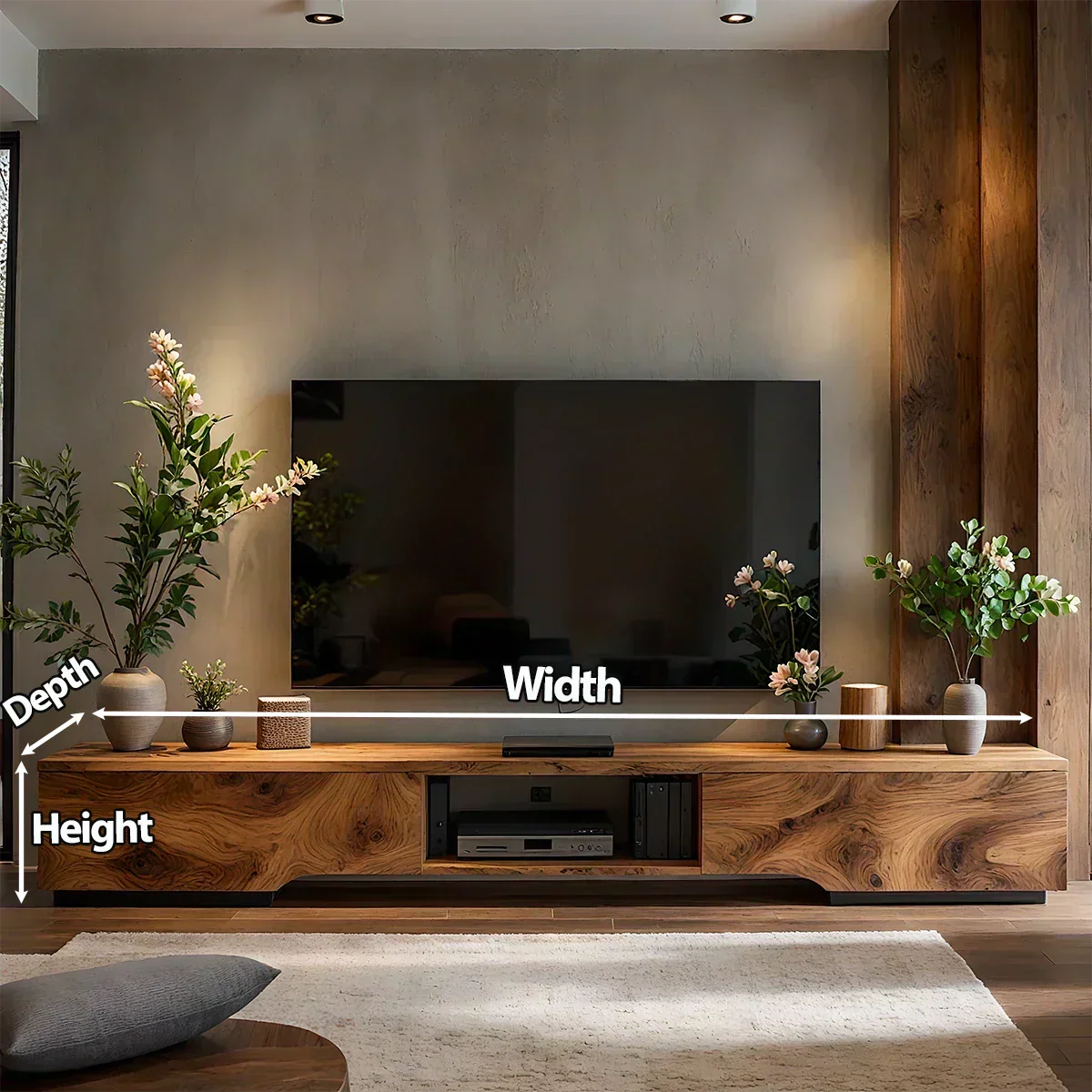 Solid Wood TV Stand – Modern Wabi Sabi Media Console - Woodenecho