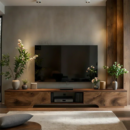 Solid Wood TV Stand – Modern Wabi Sabi Media Console - Woodenecho