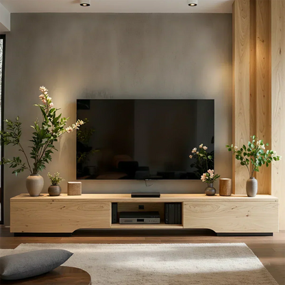 Solid Wood TV Stand – Modern Wabi Sabi Media Console - Woodenecho