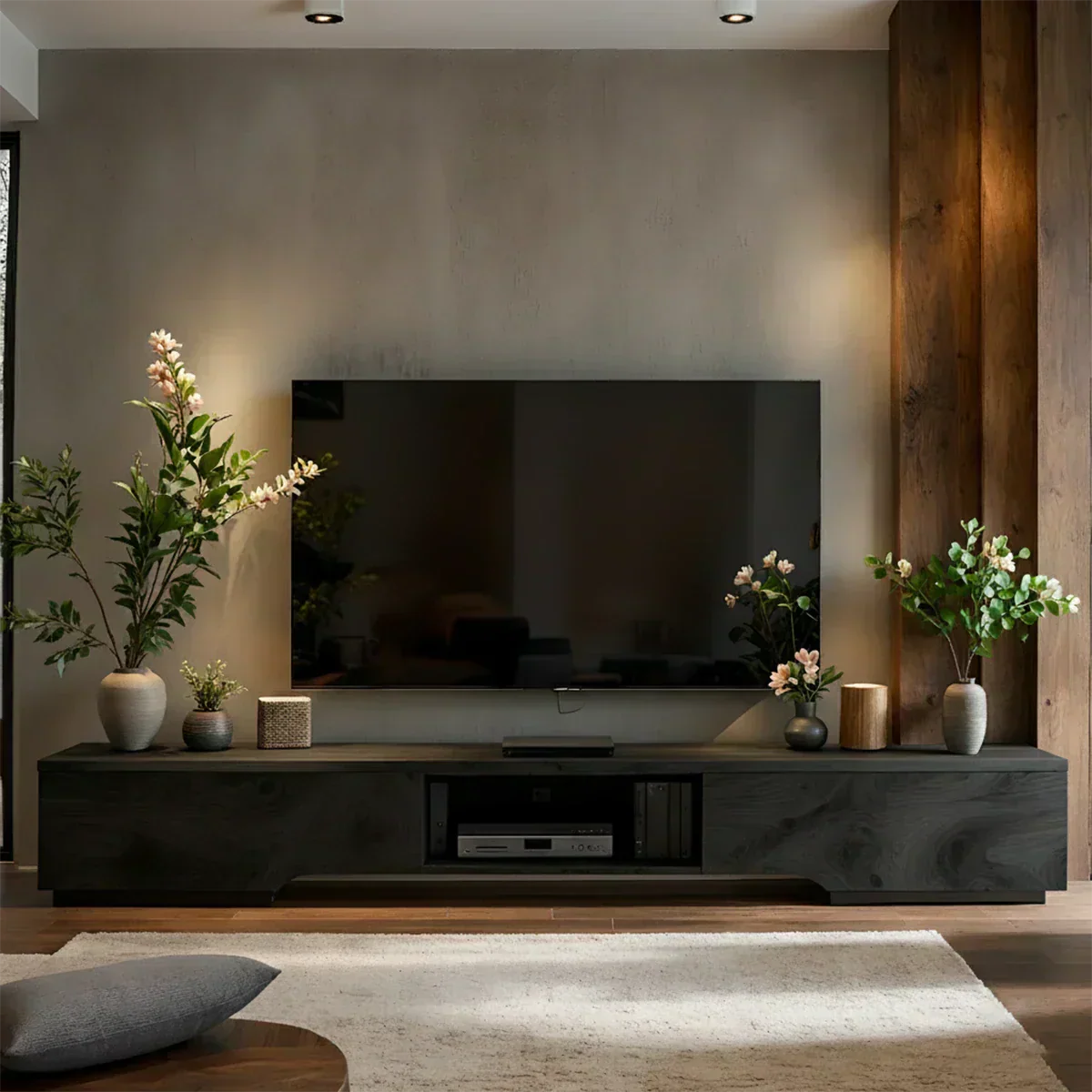 Solid Wood TV Stand – Modern Wabi Sabi Media Console - Woodenecho