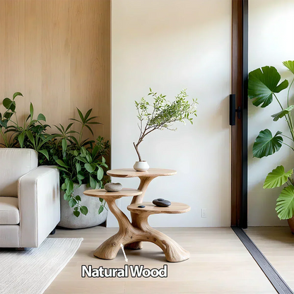 Three-Tier Organic Shape Natural Solid Wood Table - Woodenecho