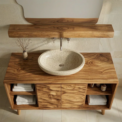 Traditional Bathroom Vanity Cabinet in Handcrafted Natural Solid Wood - Elitegemse
