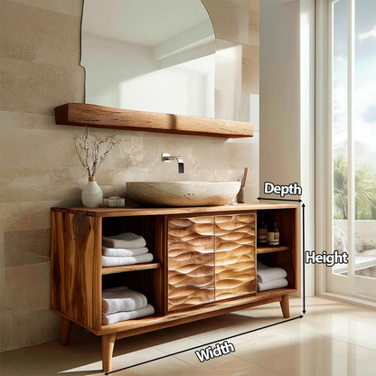 Traditional Bathroom Vanity Cabinet in Handcrafted Natural Solid Wood - Elitegemse
