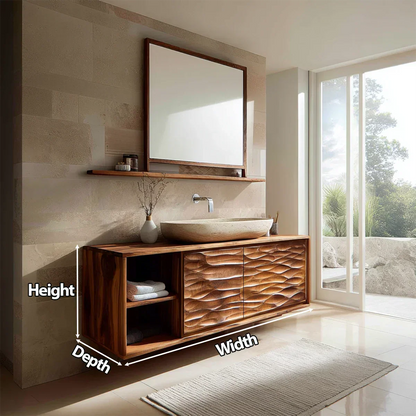 Traditional Solid Wood Bathroom Vanity Cabinet with Hand Carved Wood Doors - Elitegemse