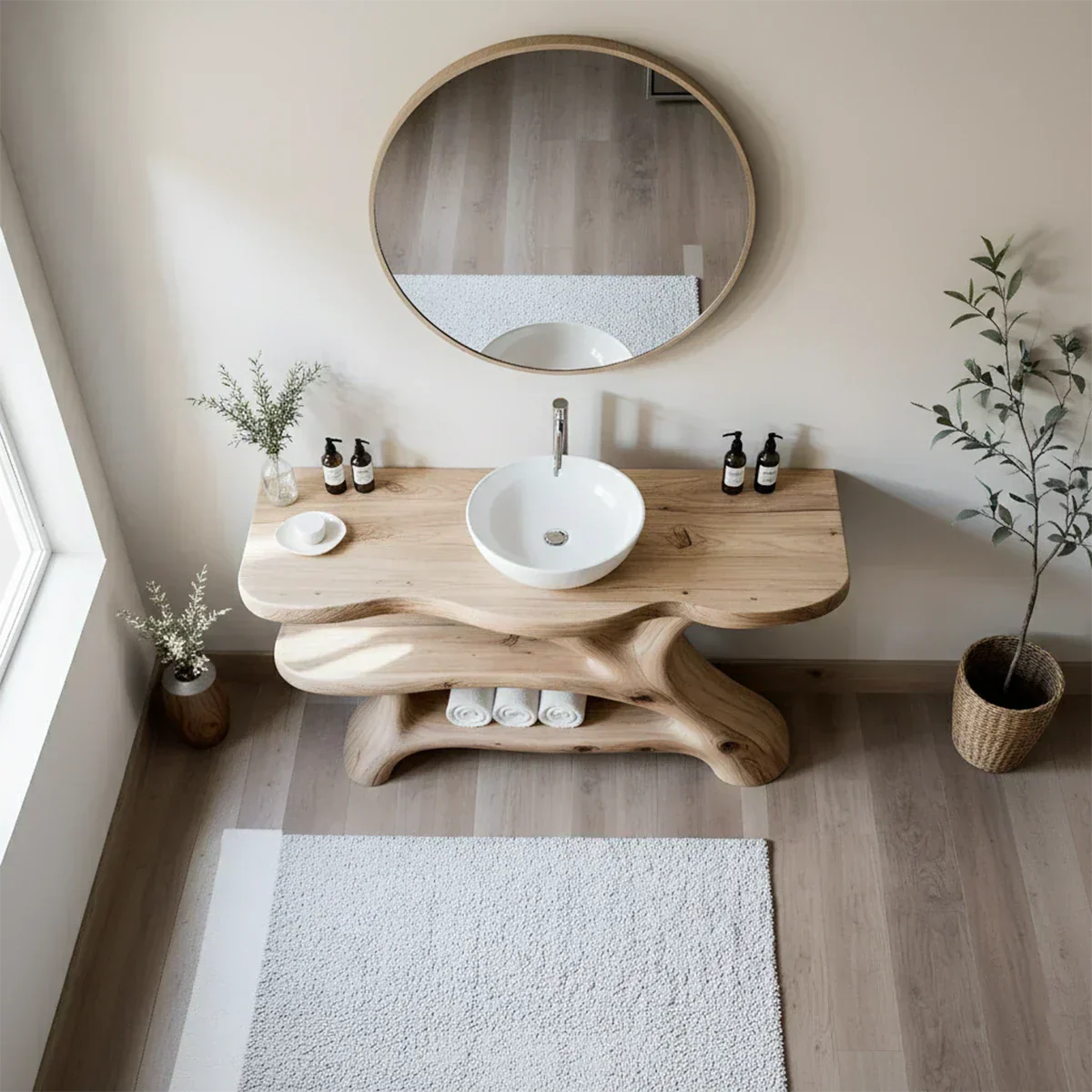 Tree Branch Solid Wood Vanity with Sculptural Base - Elitegemse