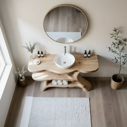 Tree Branch Solid Wood Vanity with Sculptural Base - Elitegemse