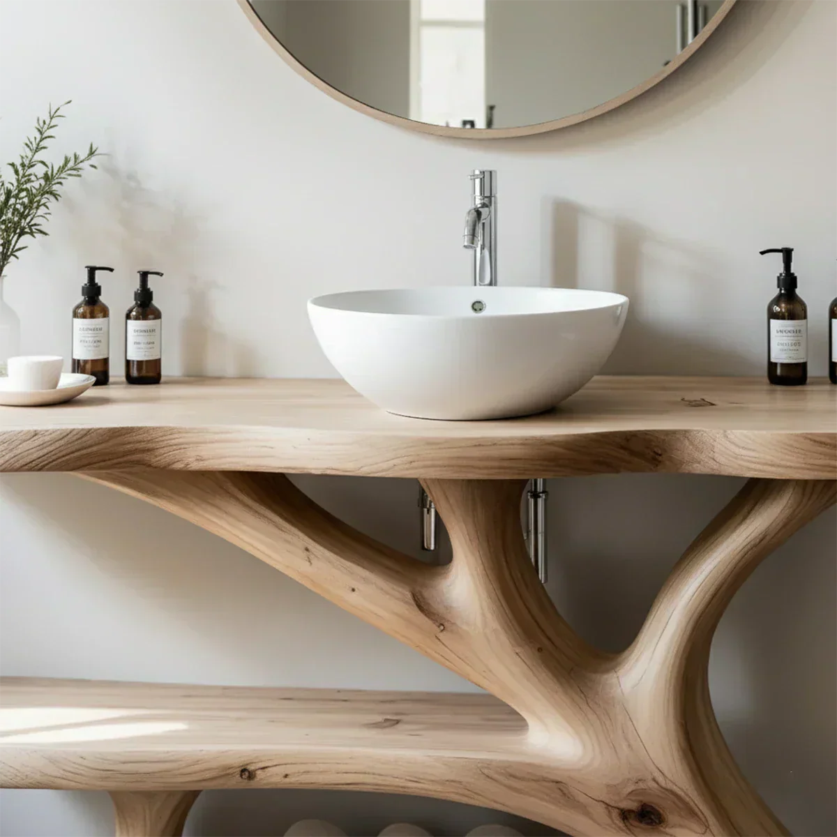 Tree Branch Solid Wood Vanity with Sculptural Base - Elitegemse