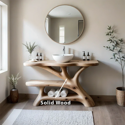 Tree Branch Solid Wood Vanity with Sculptural Base - Elitegemse