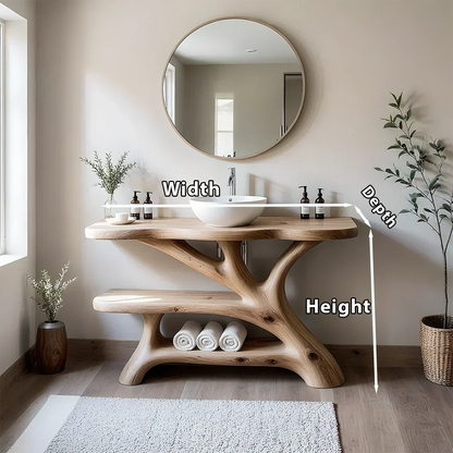 Tree Branch Solid Wood Vanity with Sculptural Base - Elitegemse