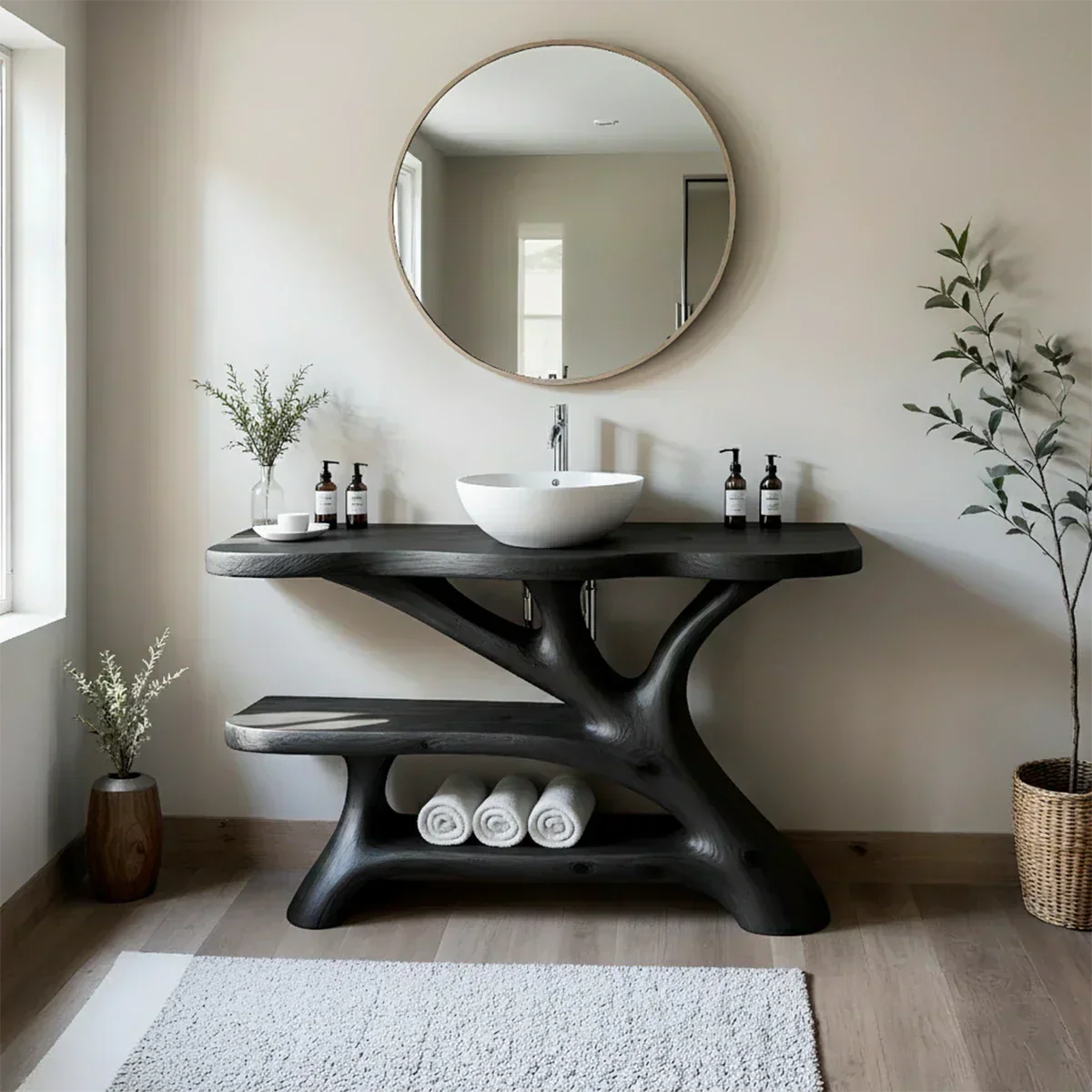 Tree Branch Solid Wood Vanity with Sculptural Base - Elitegemse