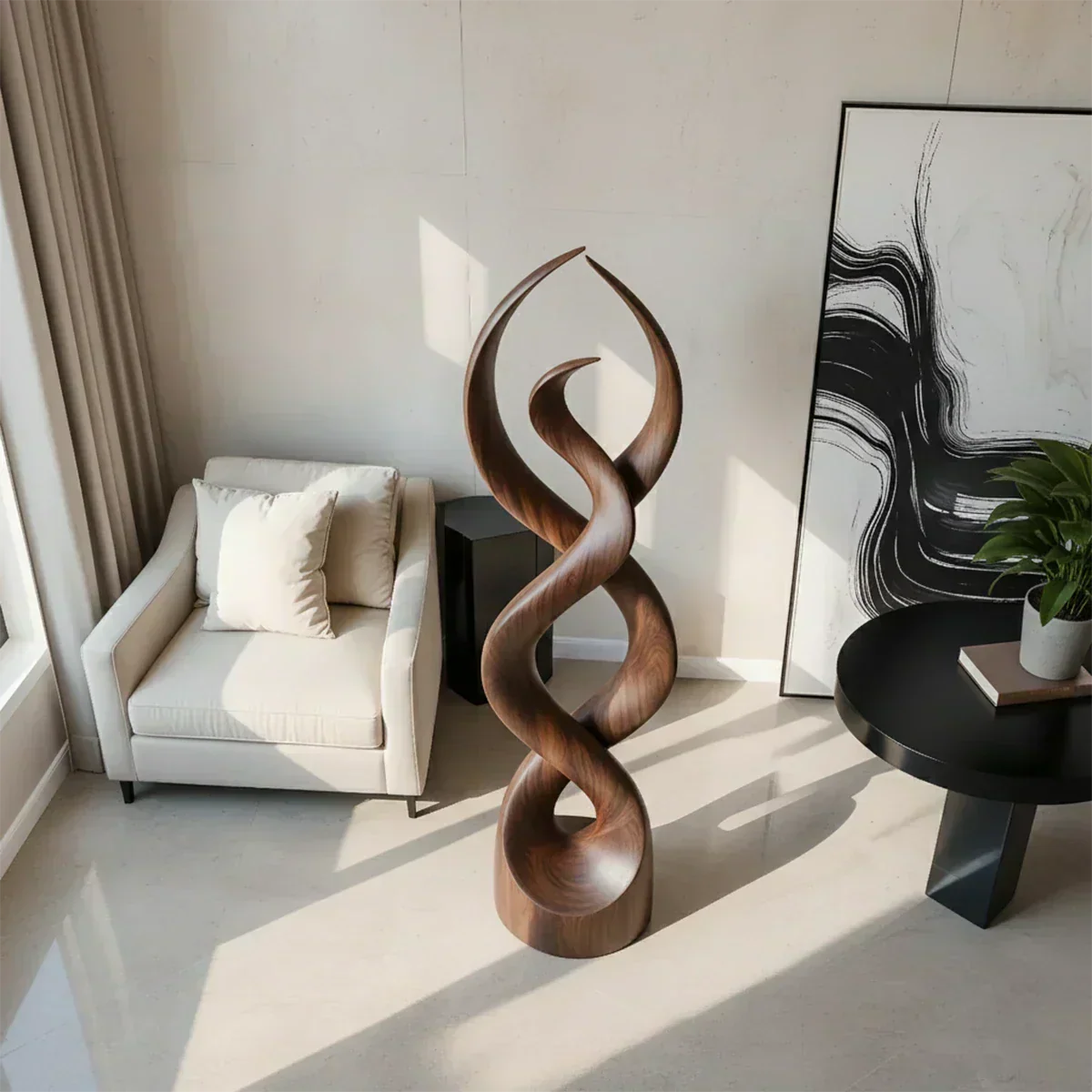 Twisted Harmony Abstract Sculpture for Modern Interiors - Woodenecho