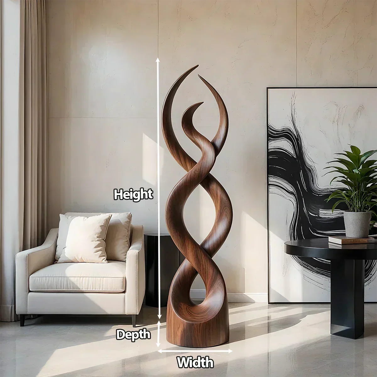 Twisted Harmony Abstract Sculpture for Modern Interiors - Woodenecho