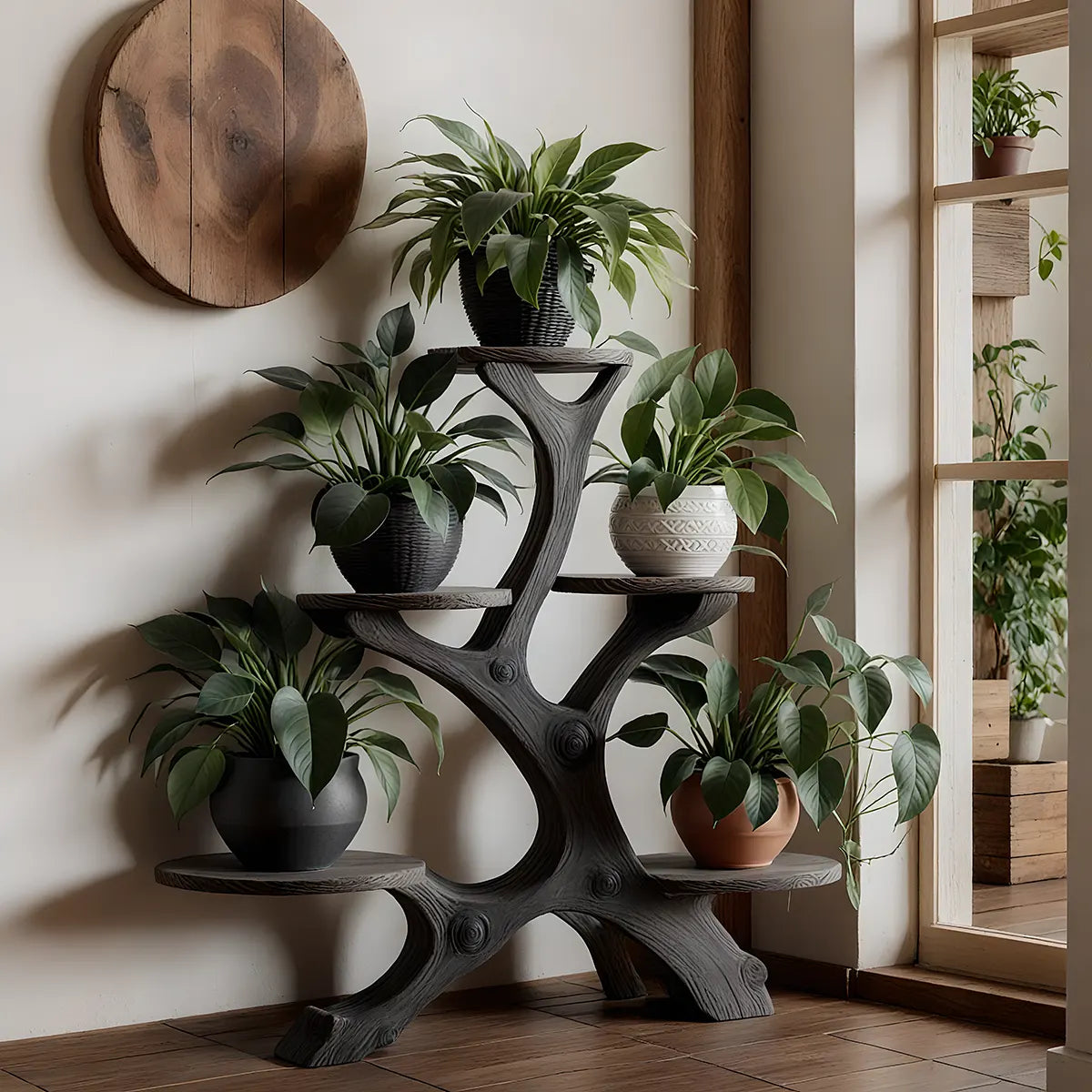 Driftwood plant stand helps elevate your home space