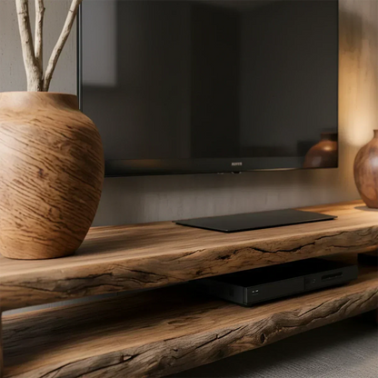 Wabi Sabi Solid Wood TV Stand – Rustic Driftwood Media Console - Elitegemse