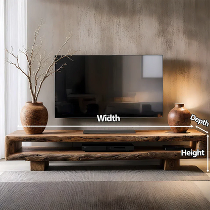 Wabi Sabi Solid Wood TV Stand – Rustic Driftwood Media Console - Elitegemse