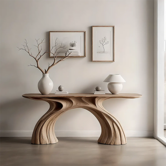 Wave Arch Oak Console Table – Minimal Sculptural Design - Elitegemse