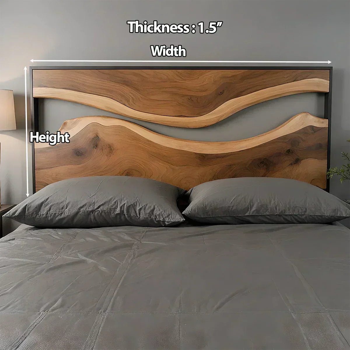 Wave Contour Solid Wood Headboard – Modern Flow Design - Woodenecho