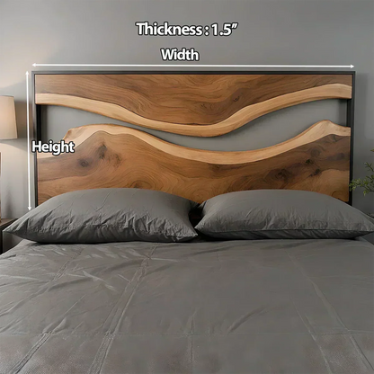 Wave Contour Solid Wood Headboard – Modern Flow Design - Woodenecho
