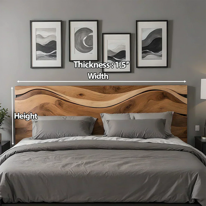 Waveflow Solid Wood Headboard – Natural Curved Silhouette - Woodenecho