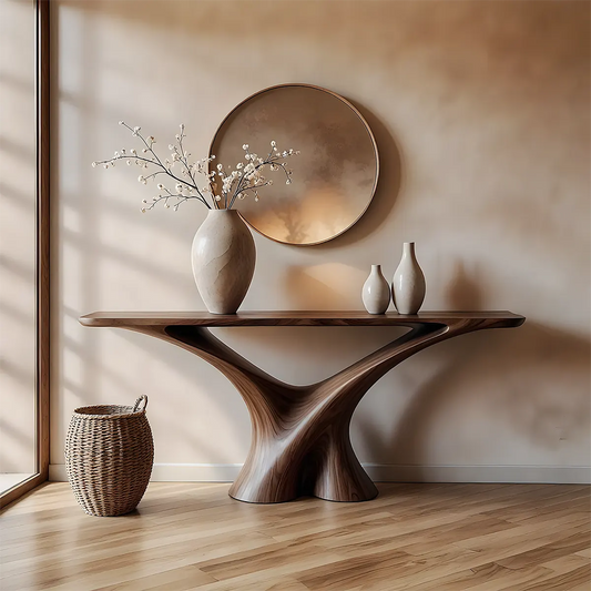 Y-Form Walnut Console Table – Handcrafted Modern Design - Elitegemse