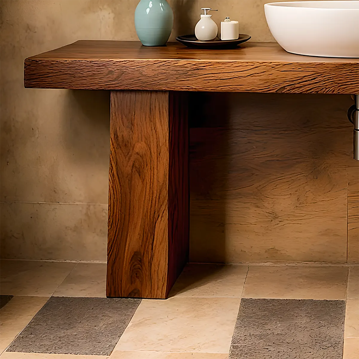 ZenFlow Solid Oak Vanity – Minimal Natural Bathroom Design - Elitegemse