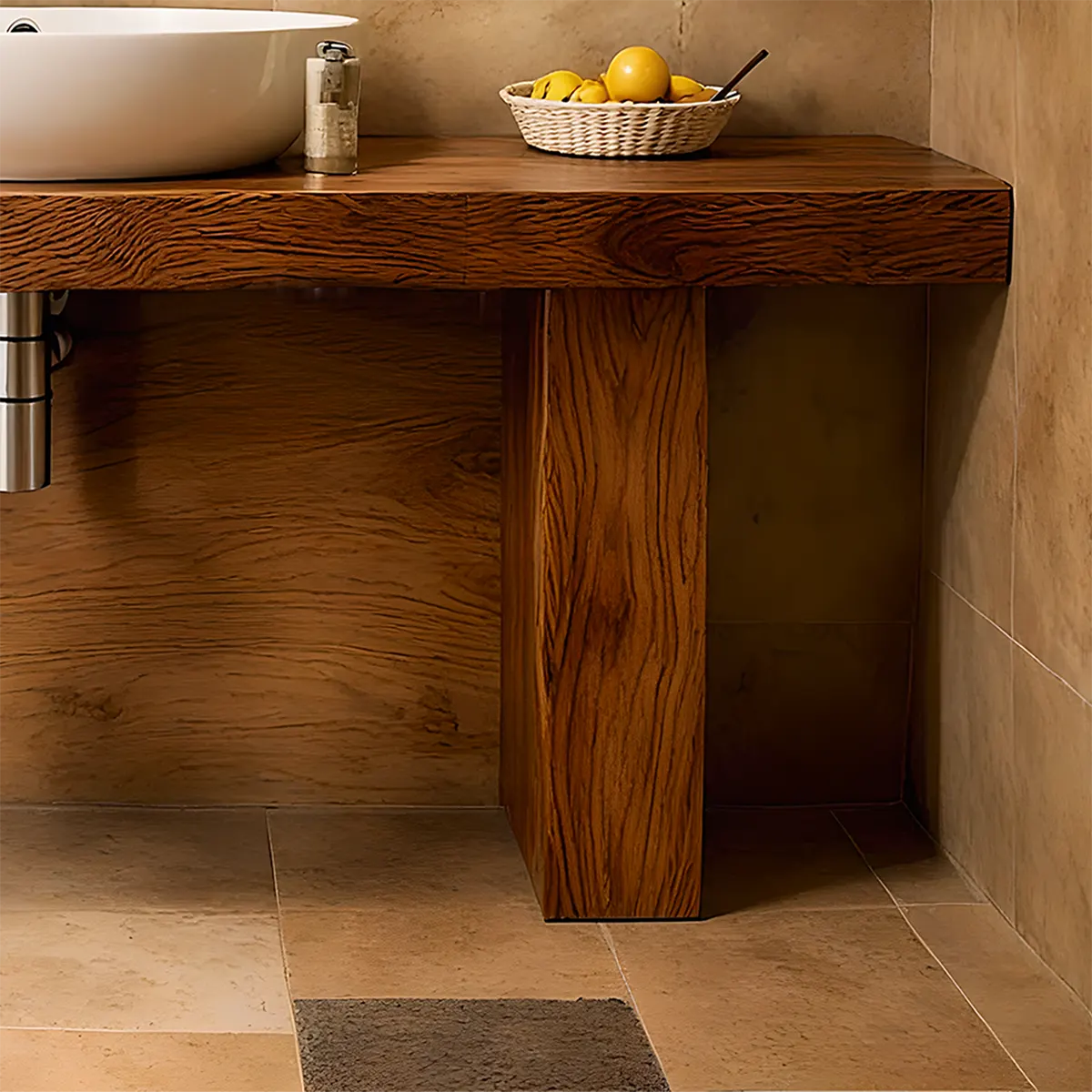 ZenFlow Solid Oak Vanity – Minimal Natural Bathroom Design - Elitegemse