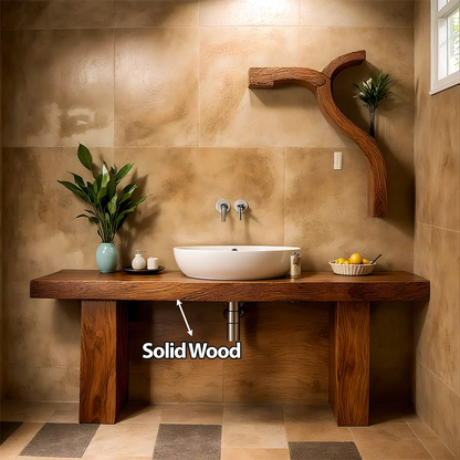 ZenFlow Solid Oak Vanity – Minimal Natural Bathroom Design - Elitegemse
