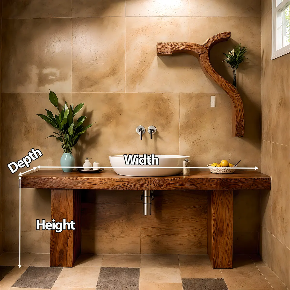 ZenFlow Solid Oak Vanity – Minimal Natural Bathroom Design - Elitegemse