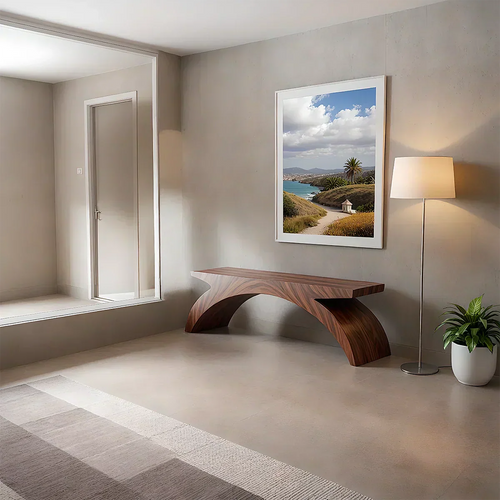 Arched Sculptural Bench in Natural Solid Wood – Wide Arc Edition - Elitegemse