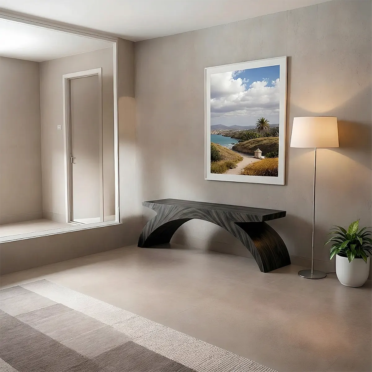 Arched Sculptural Bench in Natural Solid Wood – Wide Arc Edition - Elitegemse - View 10