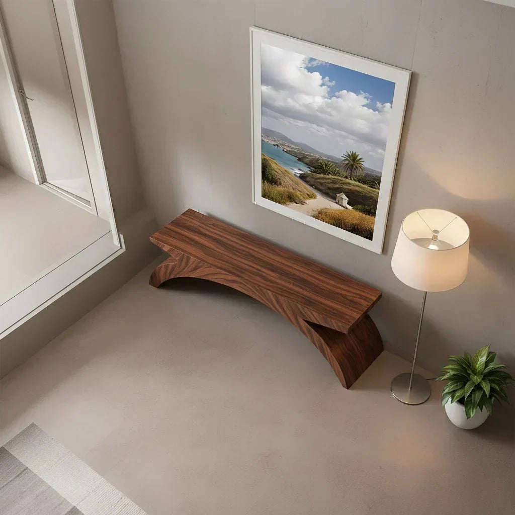 Arched Sculptural Bench in Natural Solid Wood – Wide Arc Edition - Elitegemse - View 3