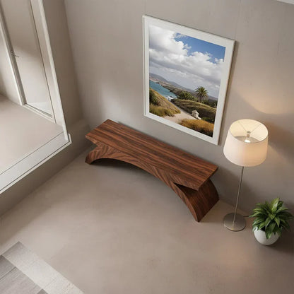 Arched Sculptural Bench in Natural Solid Wood – Wide Arc Edition - Elitegemse - View 3