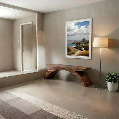 Arched Sculptural Bench in Natural Solid Wood – Wide Arc Edition - Elitegemse - View 4