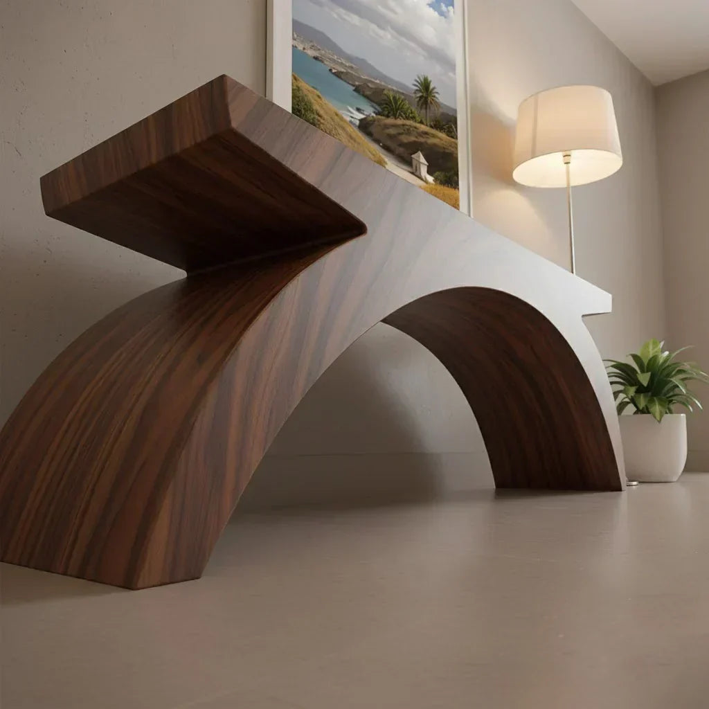 Arched Sculptural Bench in Natural Solid Wood – Wide Arc Edition - Elitegemse - View 5