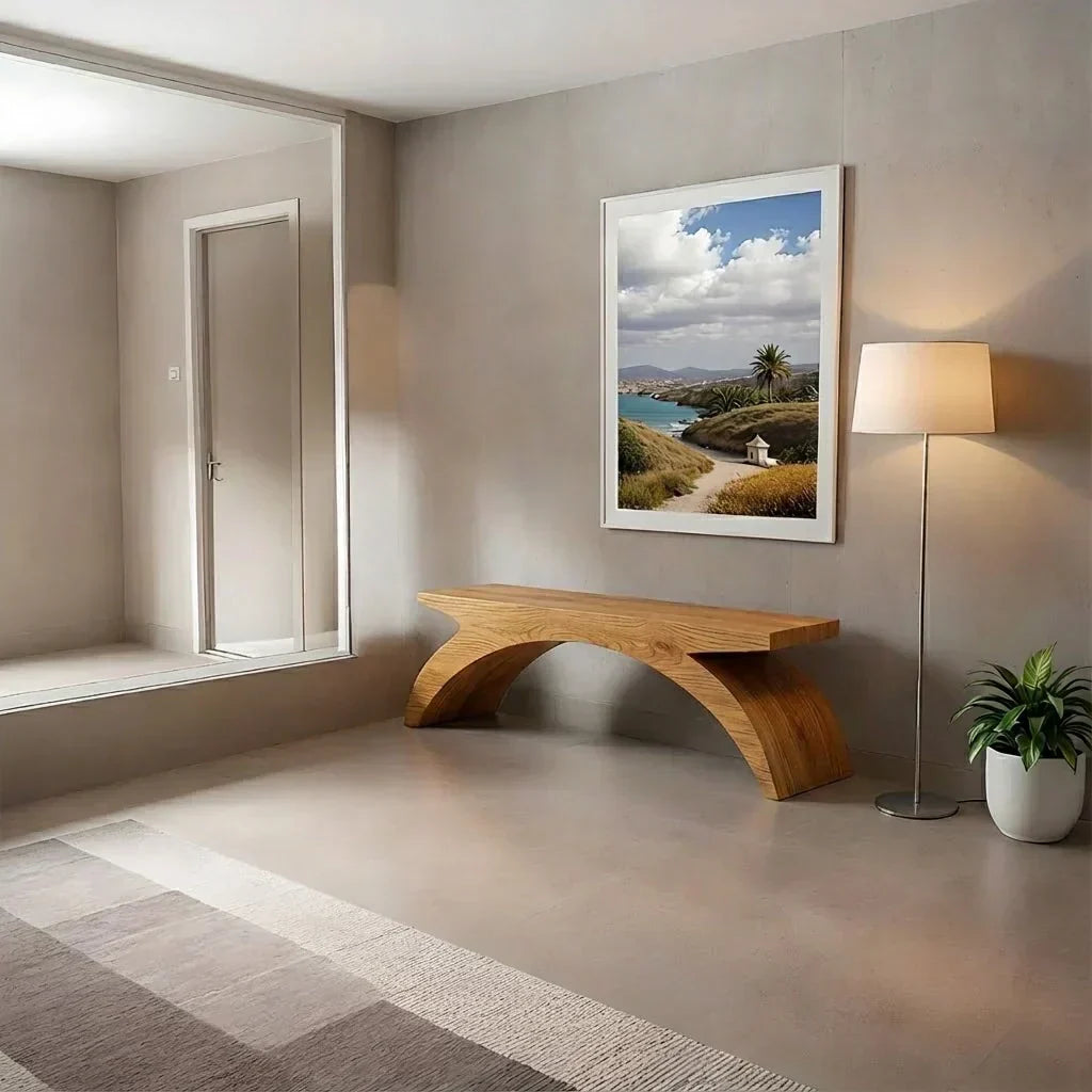 Arched Sculptural Bench in Natural Solid Wood – Wide Arc Edition - Elitegemse - View 9