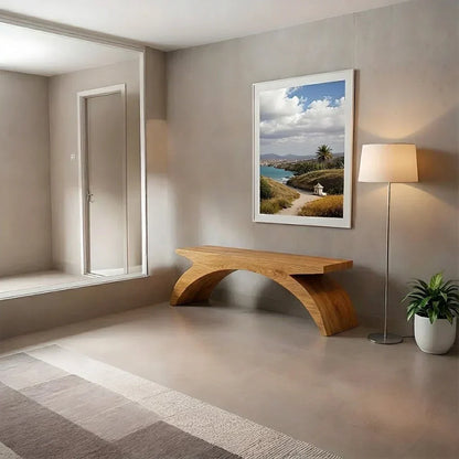 Arched Sculptural Bench in Natural Solid Wood – Wide Arc Edition - Elitegemse - View 9