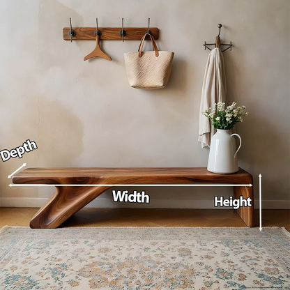 Asymmetric Sculpted Solid Wood Bench – Minimal Flowing Form - Elitegemse - View 6