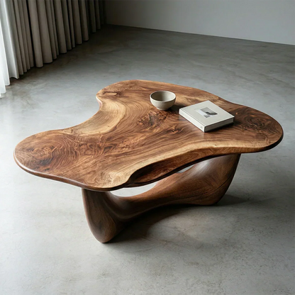Asymmetrical Sculptural Coffee Table in Organic Natural Solid Wood - Elitegemse - View 2