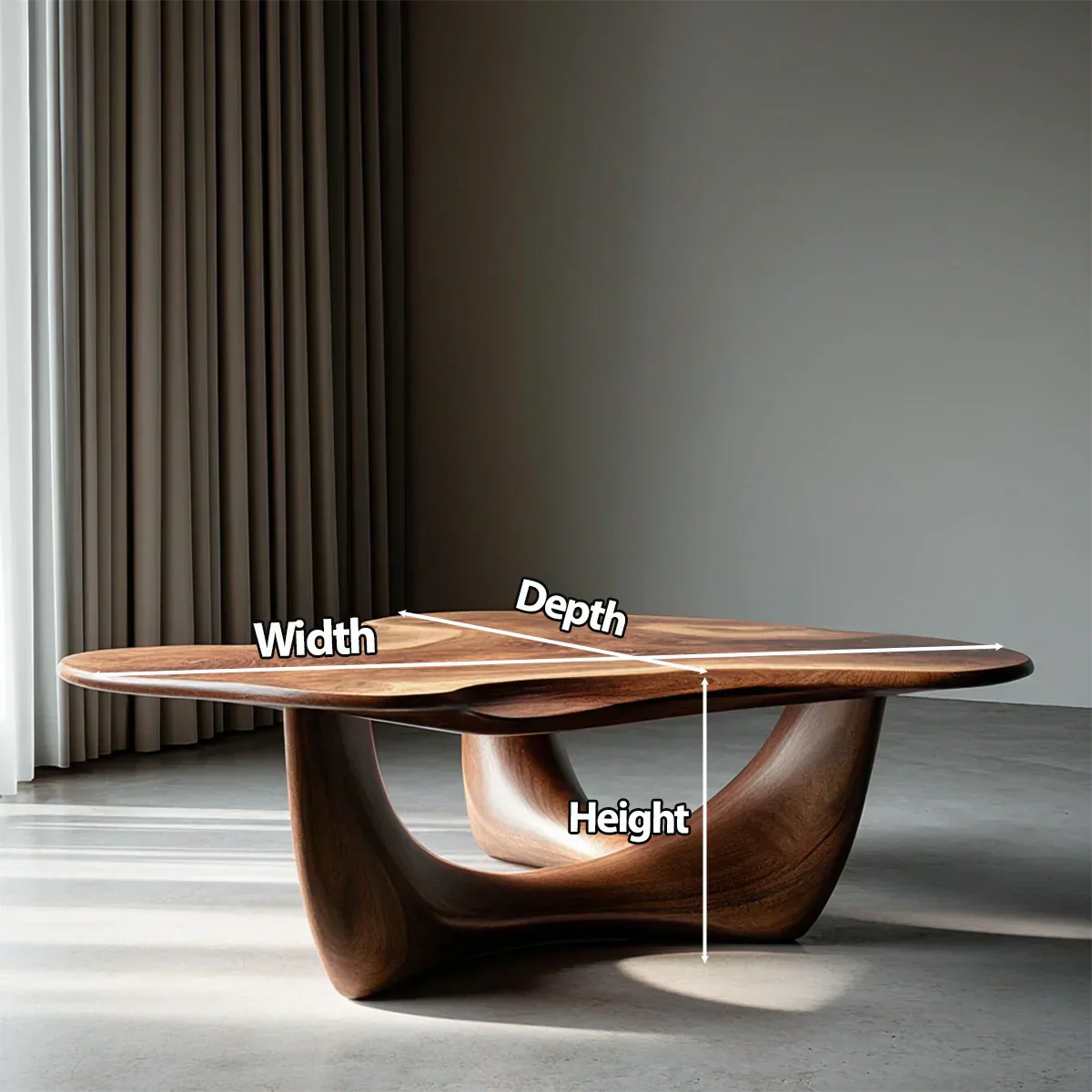 Asymmetrical Sculptural Coffee Table in Organic Natural Solid Wood - Elitegemse - View 5