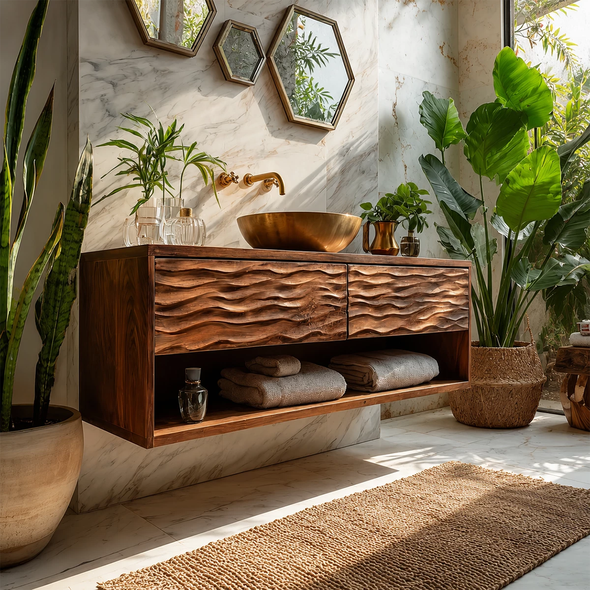 Bathroom Vanity with Sculptural Wave Drawers for Traditional Spaces - Elitegemse - 3