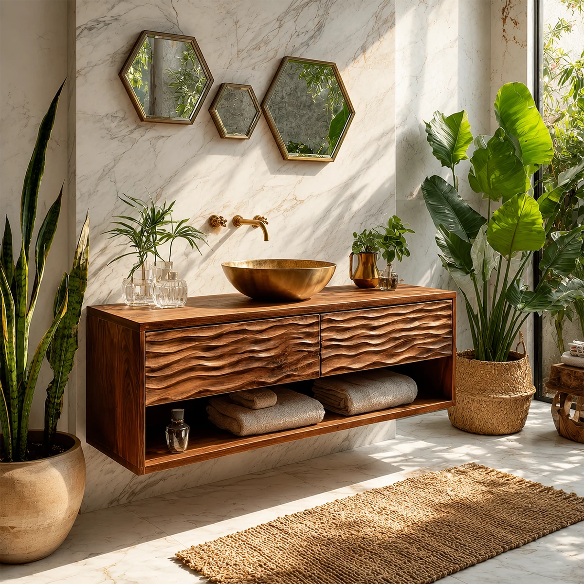 Bathroom Vanity with Sculptural Wave Drawers for Traditional Spaces - Elitegemse - 6