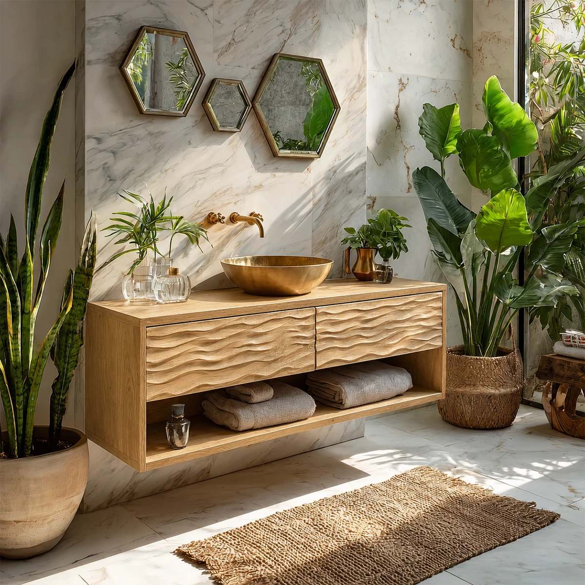 Bathroom Vanity with Sculptural Wave Drawers for Traditional Spaces - Elitegemse - 8
